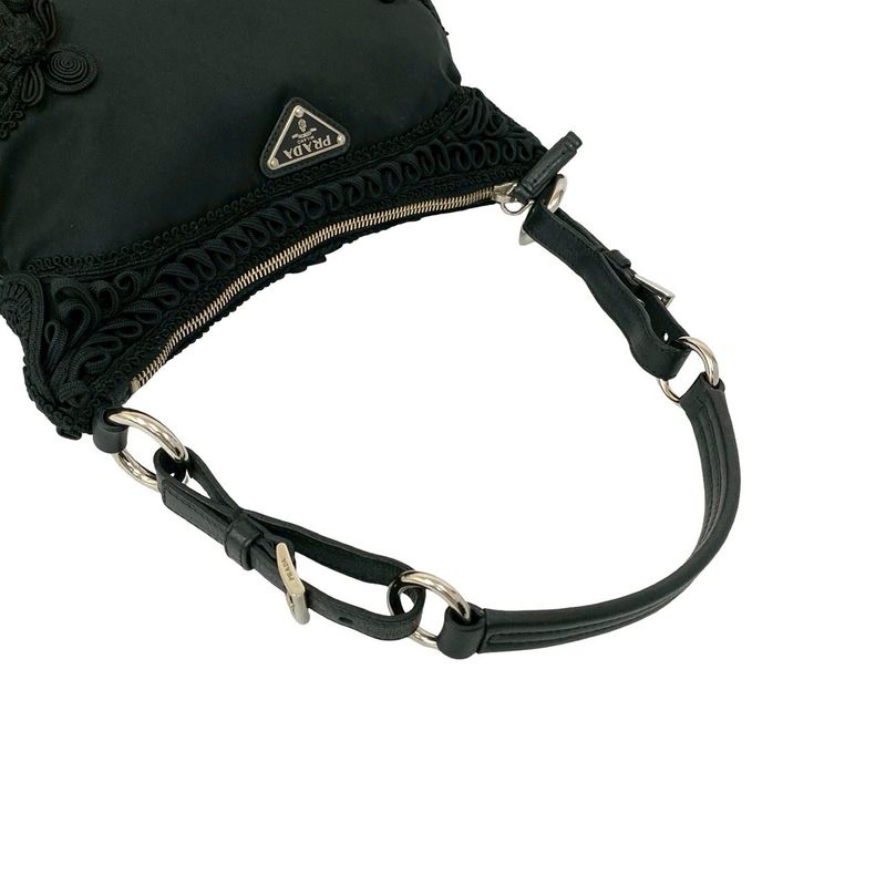 Prada Triangle Logo Nylon Leather Mini Shoulder Bag