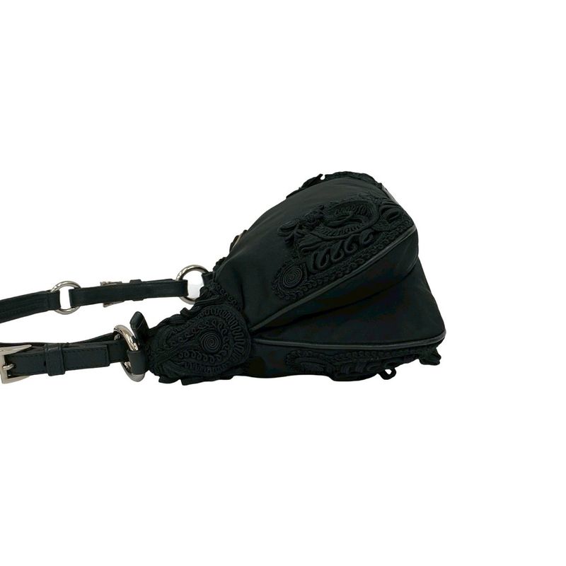 Prada Triangle Logo Nylon Leather Mini Shoulder Bag