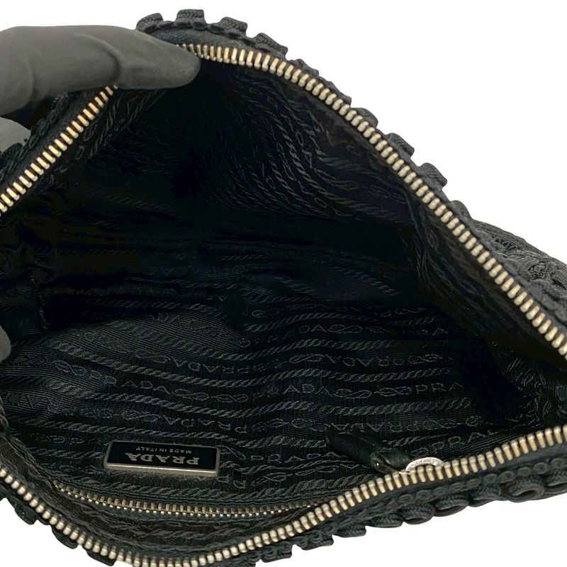 Prada Triangle Logo Nylon Leather Mini Shoulder Bag