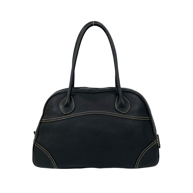 Prada Log Stitch Leather Boston Bag