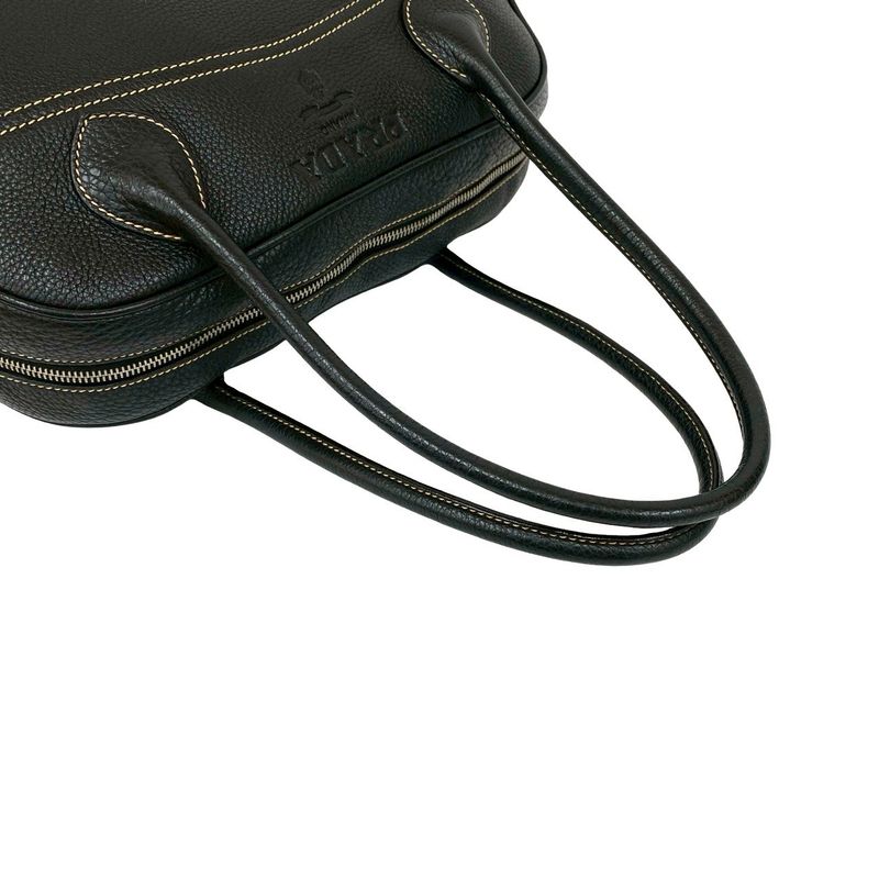 Prada Log Stitch Leather Boston Bag