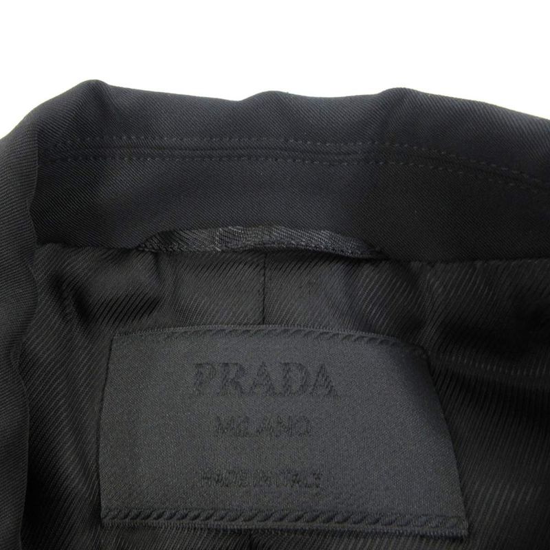 Prada Satin Jacket Coat Stretch 40 M Black