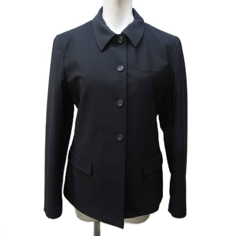 Prada Satin Jacket Coat Stretch 40 M Black