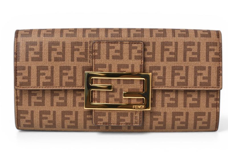 Fendi Wallet Yg1 Zucca Pattern Beige Brown