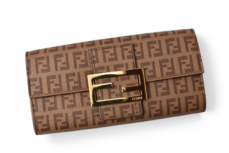 Fendi Wallet Yg1 Zucca Pattern Beige Brown