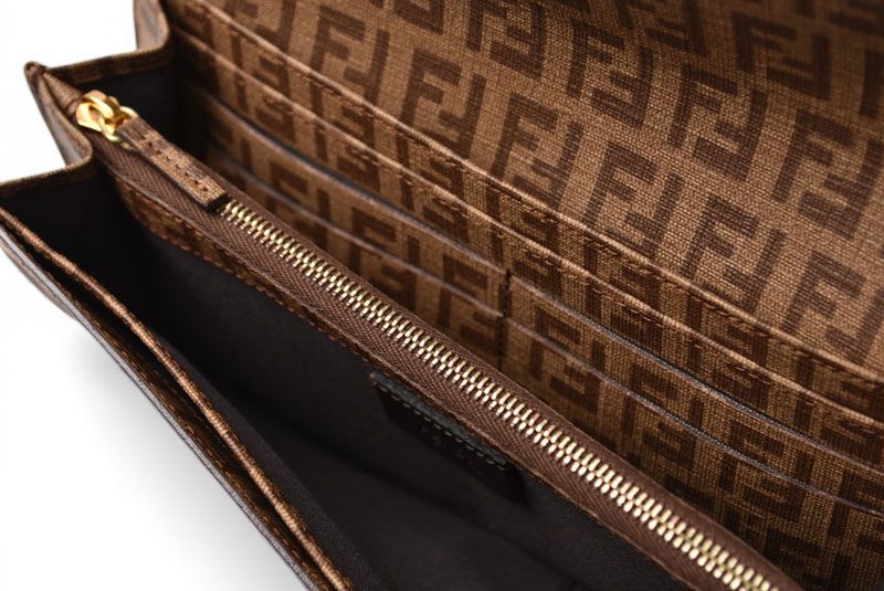 Fendi Wallet Yg1 Zucca Pattern Beige Brown