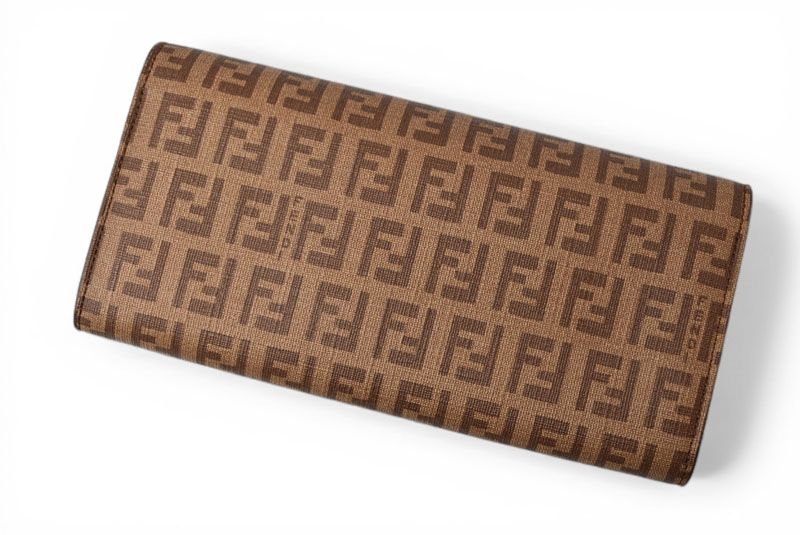 Fendi Wallet Yg1 Zucca Pattern Beige Brown