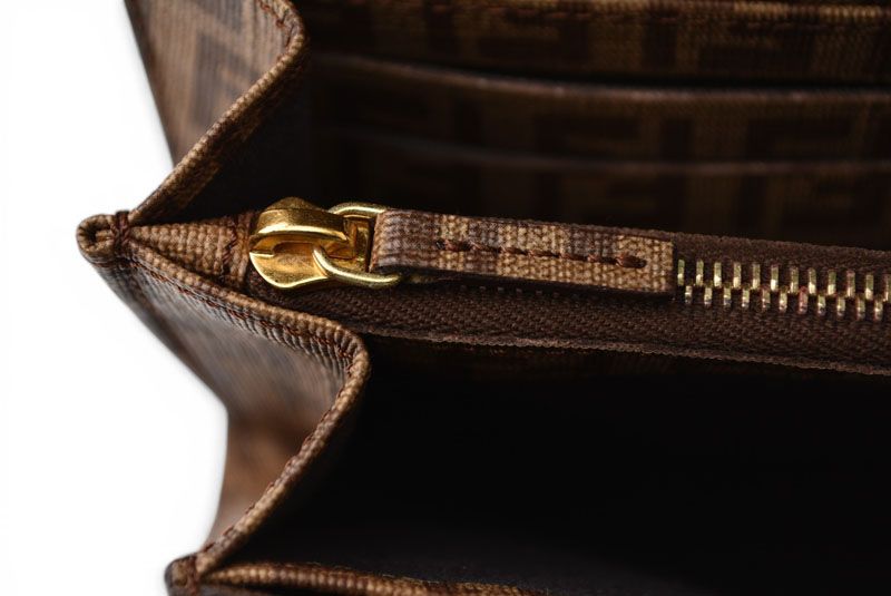 Fendi Wallet Yg1 Zucca Pattern Beige Brown