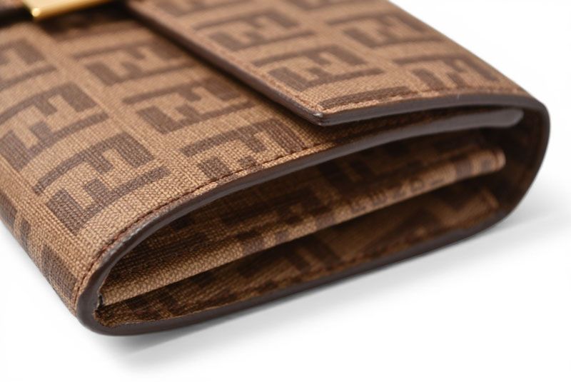 Fendi Wallet Yg1 Zucca Pattern Beige Brown