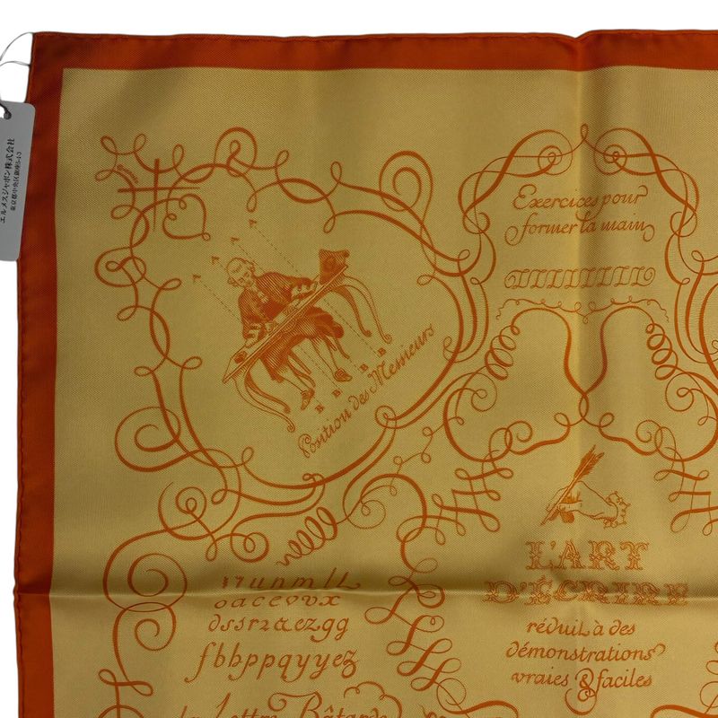 Hermes Scarf Silk Carre 45 Lart Decrire Calligraphy Art Yellow