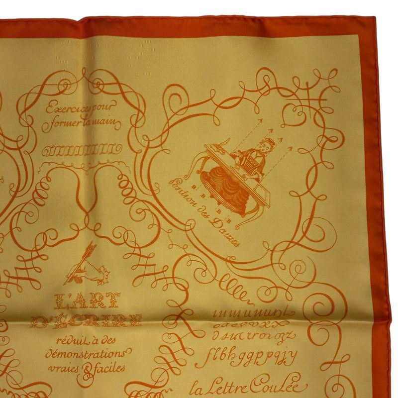 Hermes Scarf Silk Carre 45 Lart Decrire Calligraphy Art Yellow