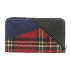 Loewe Puzzle Tartan Check Zip Around Wool Leather Multicolor Wallet Red Navy Black