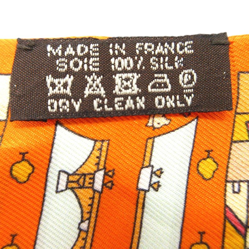 Hermes Twilly Right Bank and Left Scarf Silk Orange Multicolor