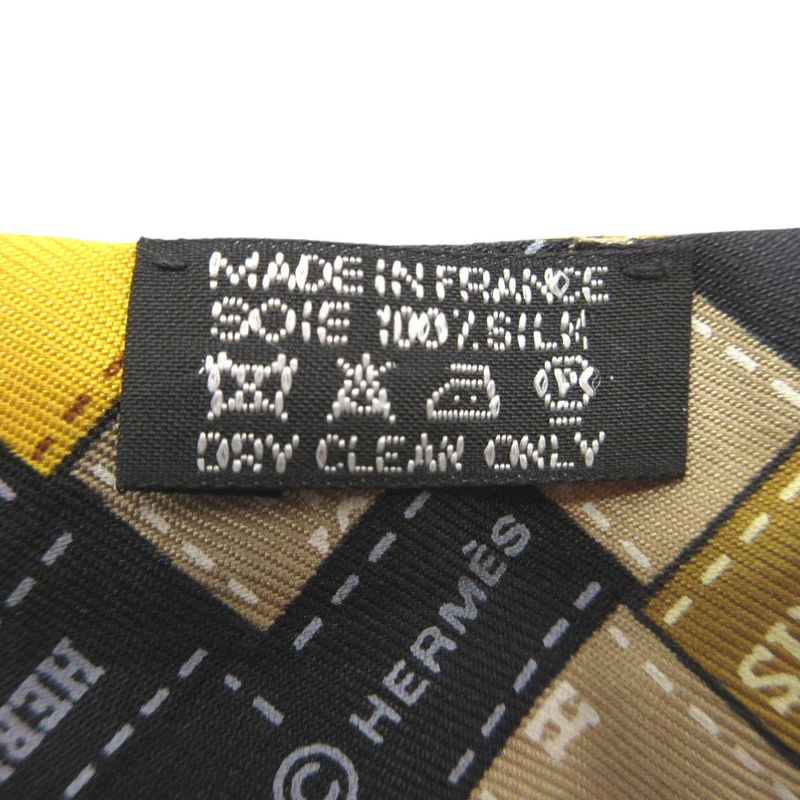 Hermes Twilly Bolduc Check Scarf Silk Yellow Black White Yellow- X