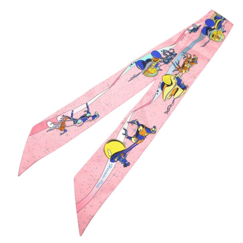 Hermes Twirly Spaced Bi Scarf Silk Rose Jaune Rose Jaune X Blue