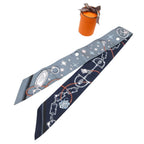 Hermes Twilly Serafette Scarf Silk Gray Navy