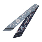 Hermes Twilly Serafette Scarf Silk Gray Navy