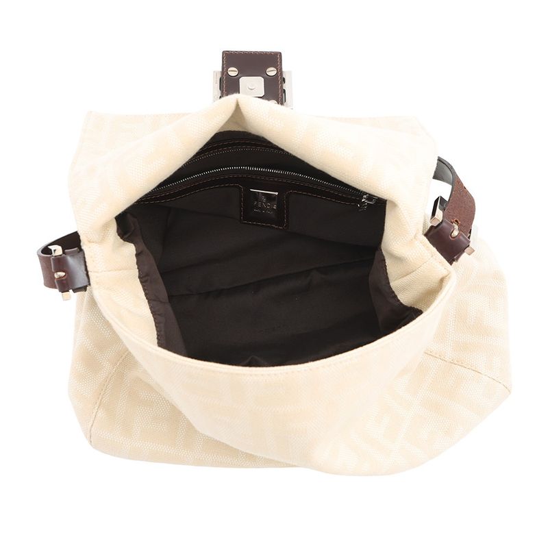 Fendi Mamma Bucket Zucca Pattern Canvas Shoulder Bag Beige Brown