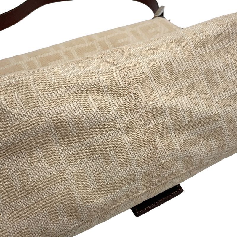 Fendi Mamma Bucket Zucca Pattern Canvas Shoulder Bag Beige Brown