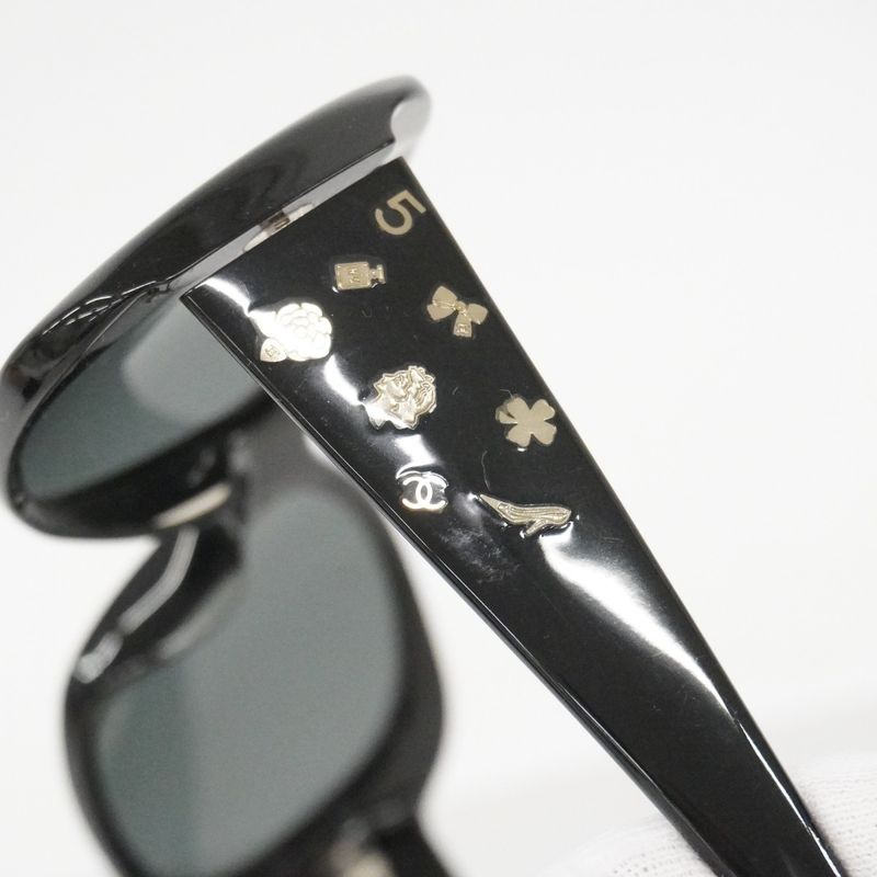 Chanel Sunglasses Plastic Black Silver
