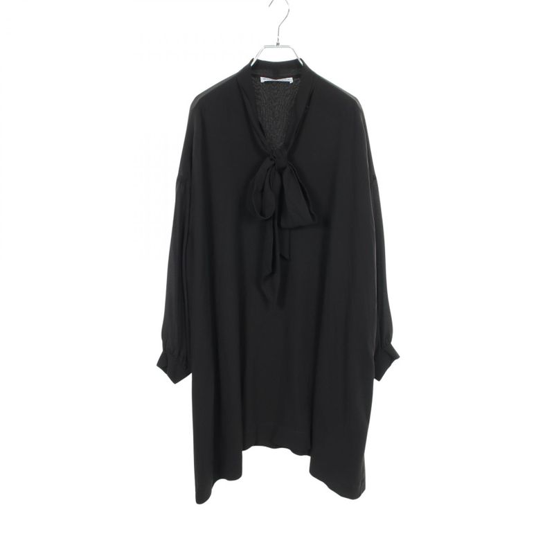Balenciaga Dress Chiffon Bowtie Black Silk