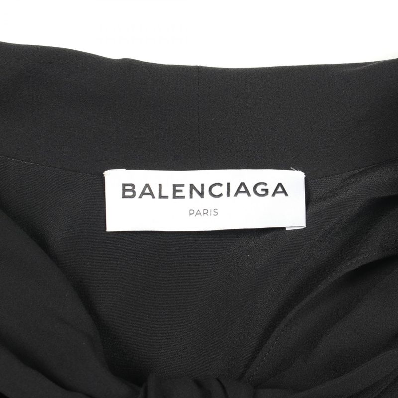 Balenciaga Dress Chiffon Bowtie Black Silk