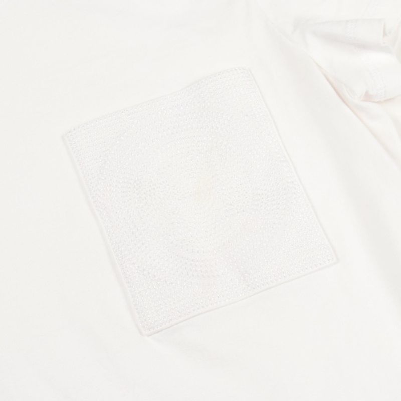 Hermes Short Sleeve T-Shirt Mosaic Embroidery Pocket Cotton
