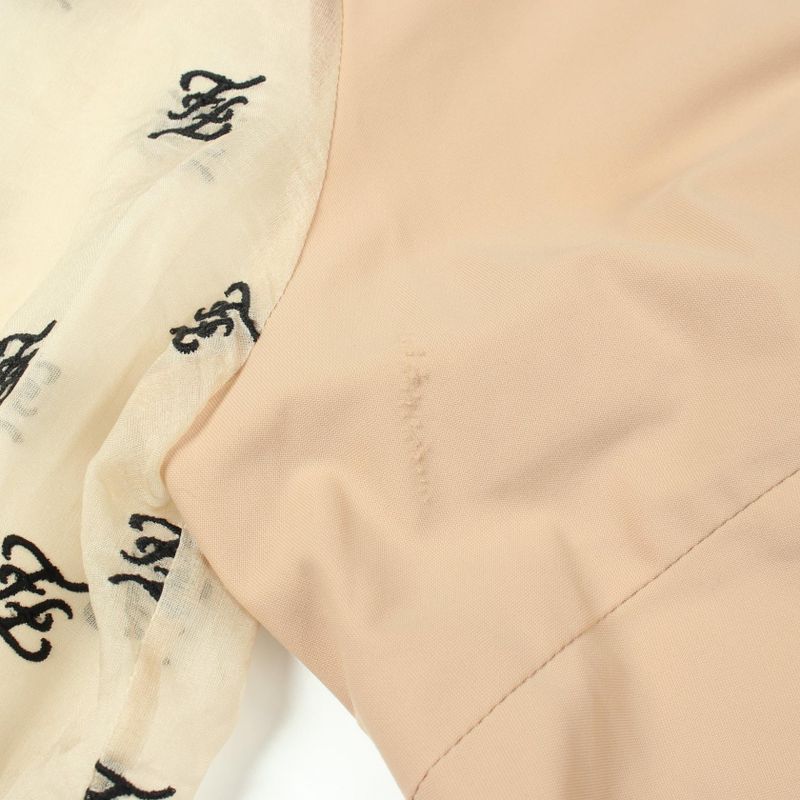 Fendi Blouse FF Letter Ring Logo Embroidery Organza Sleeve Shirt