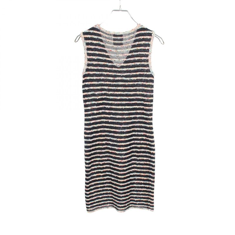 Chanel Dress Tweed Rayon Cotton Navy Multicolor