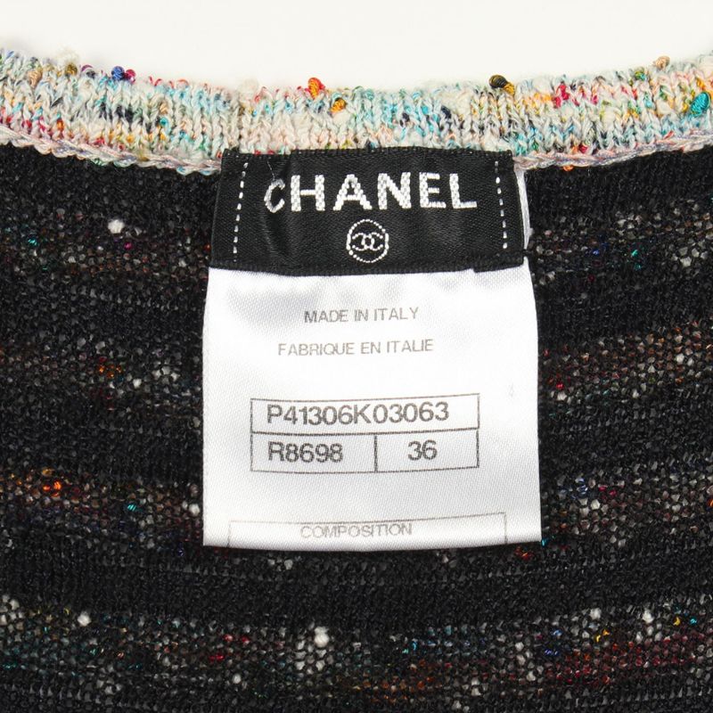 Chanel Dress Tweed Rayon Cotton Navy Multicolor