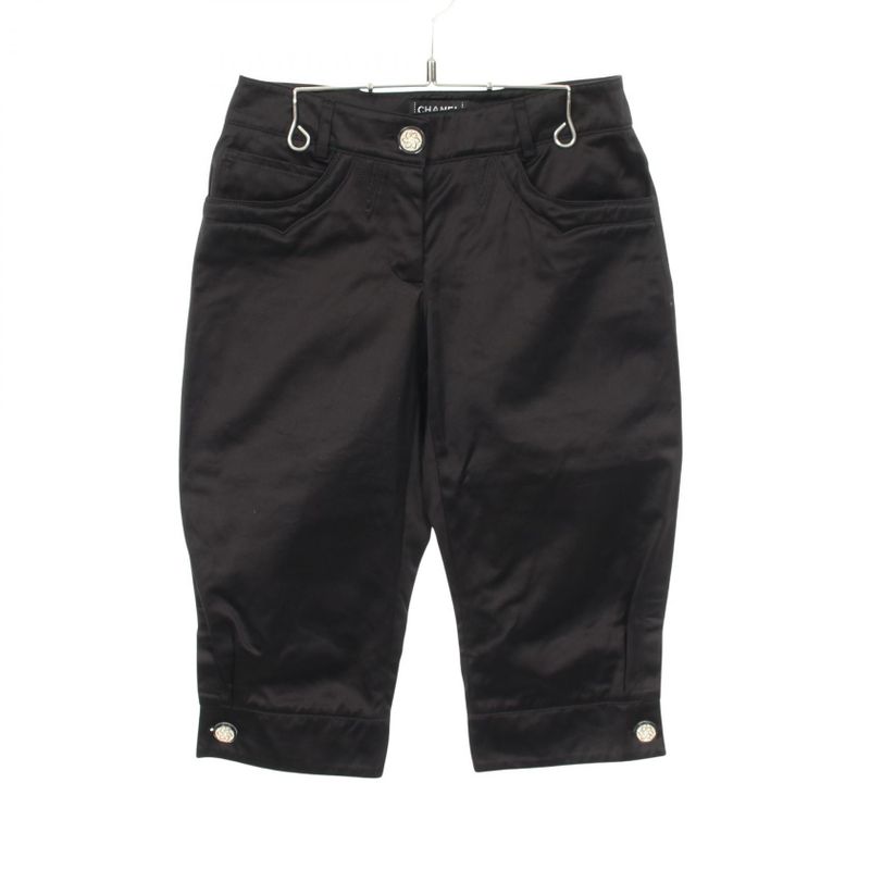 Chanel Pants CC Logo Rhinestone Flower Button Cotton Shorts
