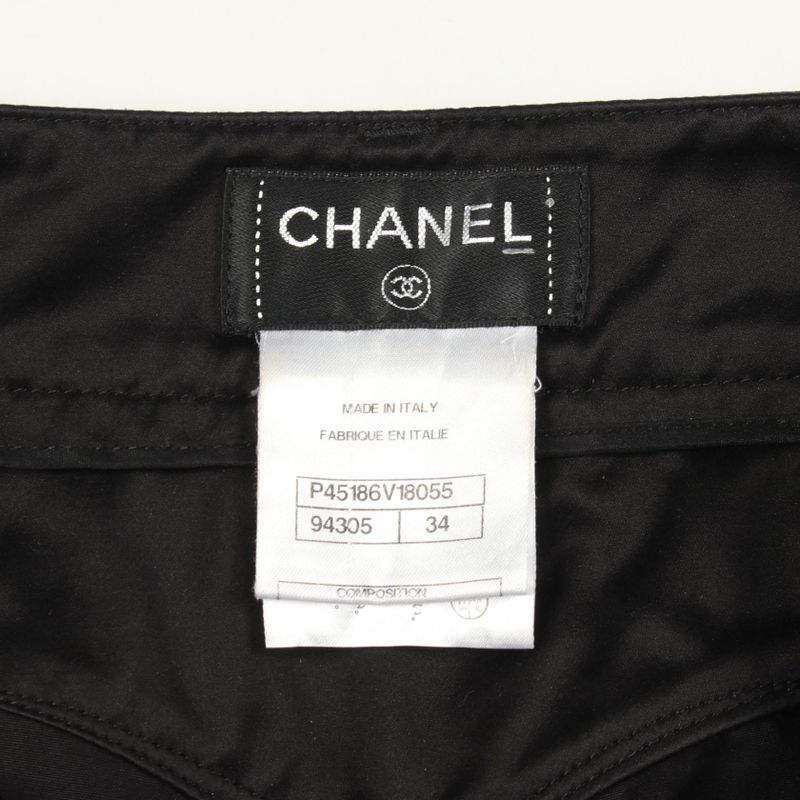 Chanel Pants CC Logo Rhinestone Flower Button Cotton Shorts