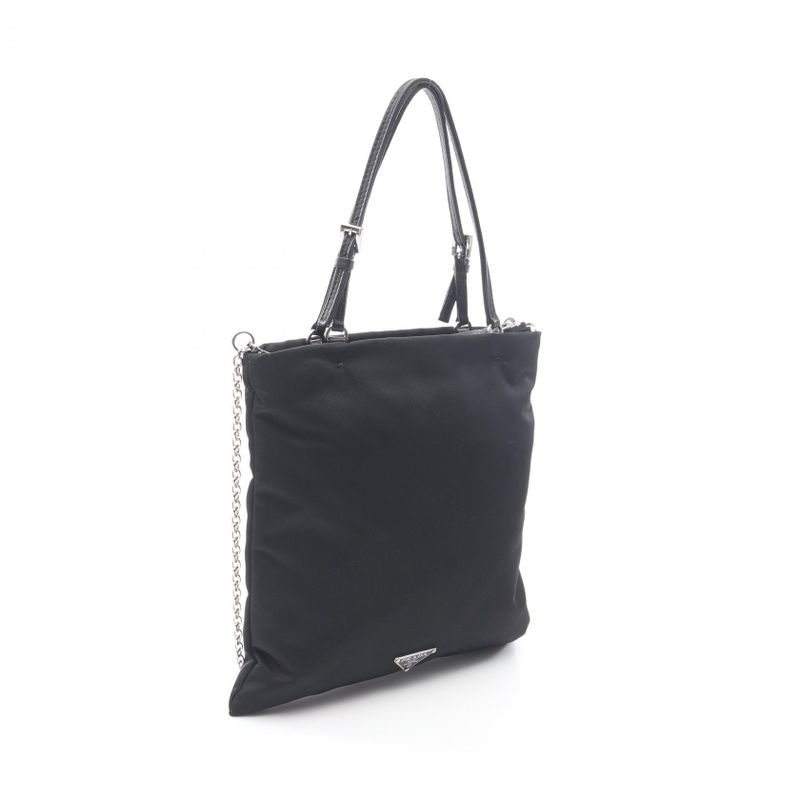 Prada Handbag Tessuto Heart Frankenstein Black Nylon Leather 2-Way Multicolor