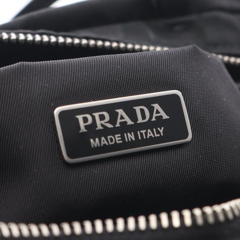 Prada Handbag Tessuto Heart Frankenstein Black Nylon Leather 2-Way Multicolor