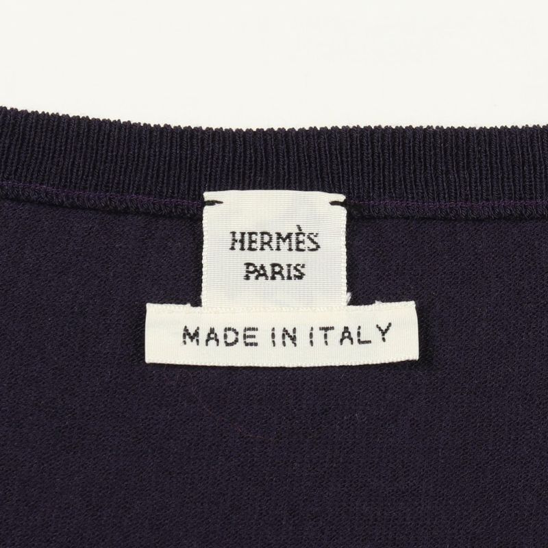Hermes Knit Top Purple Wool Short Sleeve