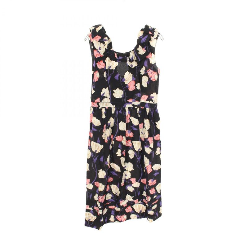 Prada Dress Silk Black 42 Multicolor