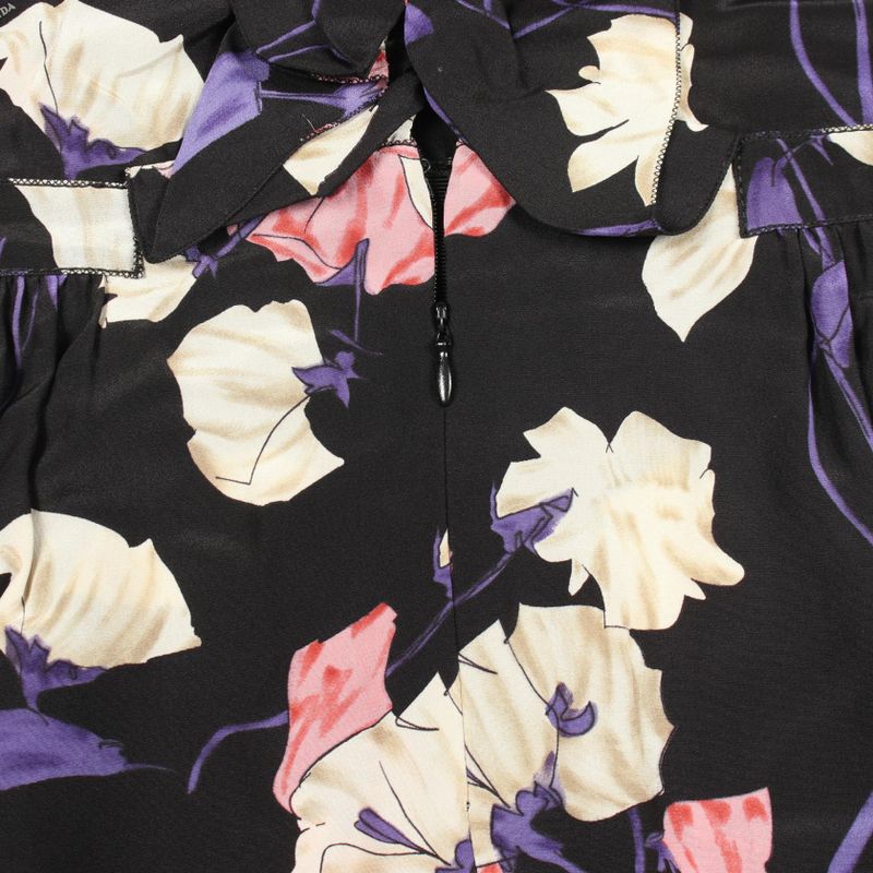 Prada Dress Silk Black 42 Multicolor
