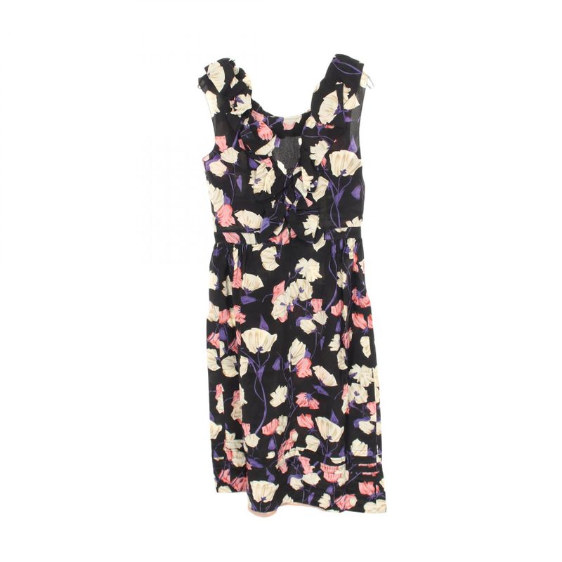 Prada Dress Silk Black 42 Multicolor