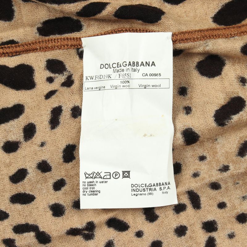 Dolce & Gabbana Knit Top Leopard Nosleeves Wool Long Brown Multi-color