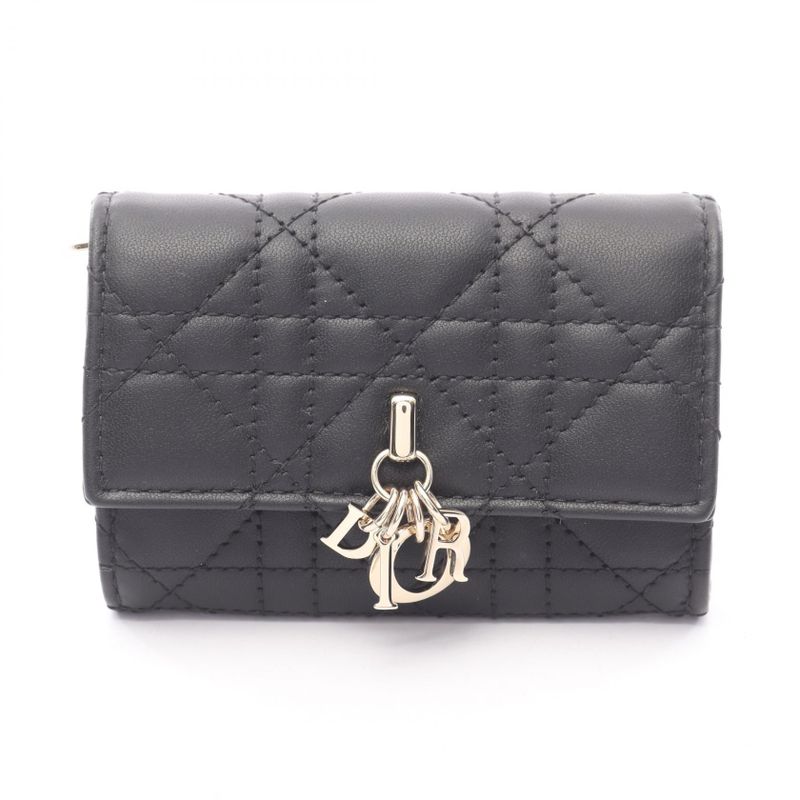 Dior Bifold Wallet Miss Dior Gricine Black Leather