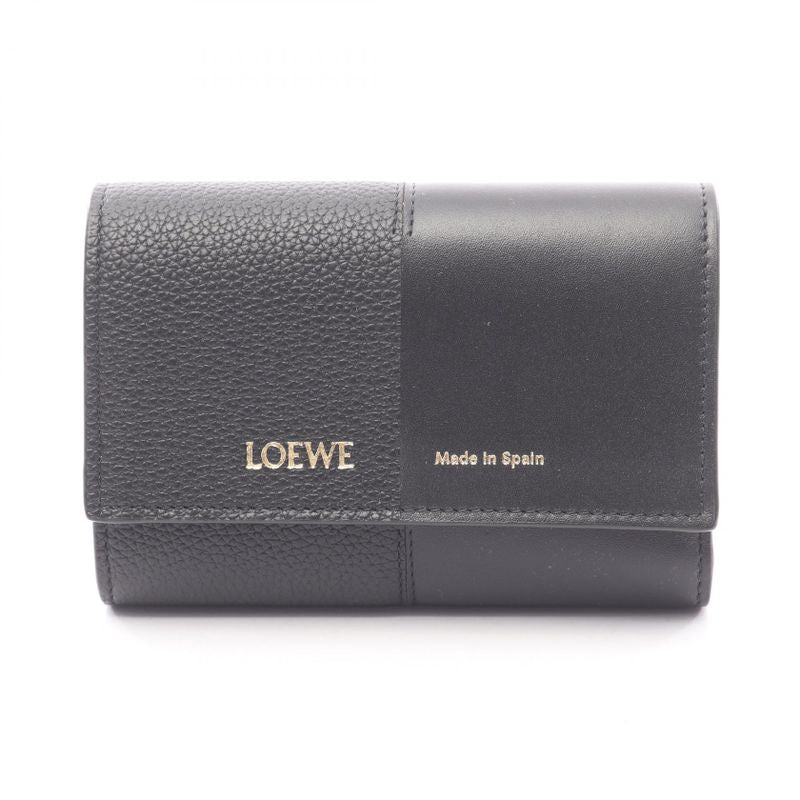 Loewe Trifold Wallet Vertical Small Black Leather