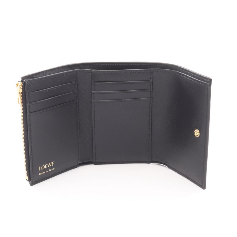 Loewe Trifold Wallet Vertical Small Black Leather