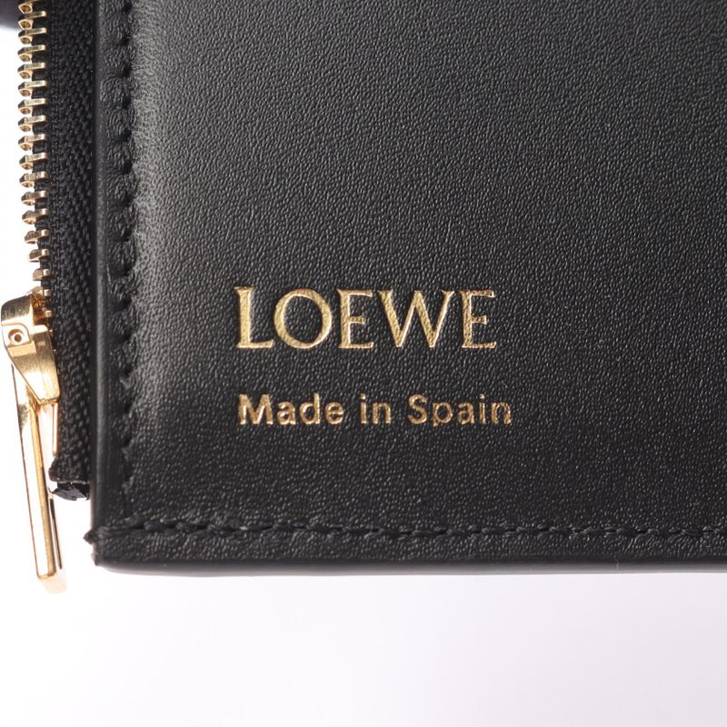 Loewe Trifold Wallet Vertical Small Black Leather