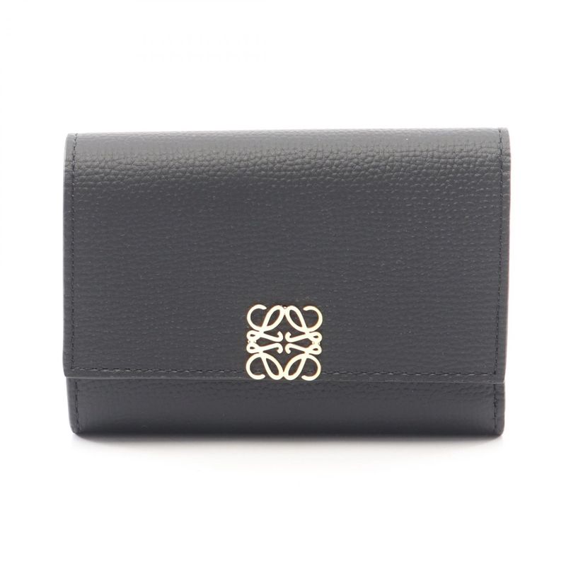 Loewe Trifold Wallet Anagram Vertical Small Black Gold