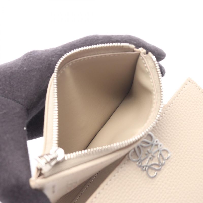 Loewe Trifold Wallet Anagram Vertical Small Gray Leather