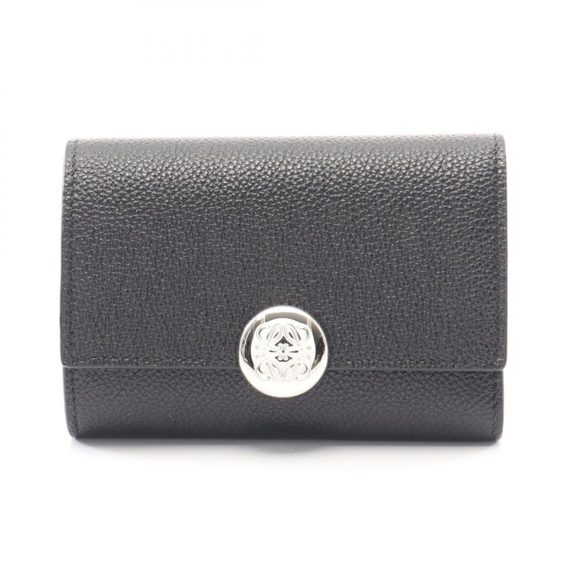 Loewe Trifold Wallet Pebble Small Vertical Black Leather
