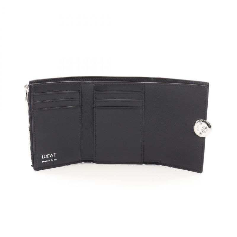 Loewe Trifold Wallet Pebble Small Vertical Black Leather
