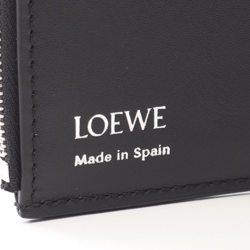 Loewe Trifold Wallet Pebble Small Vertical Black Leather
