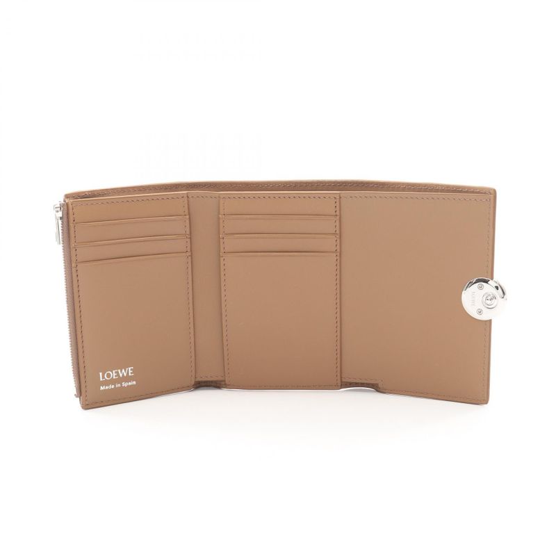 Loewe Trifold Wallet Pebble Small Vertical Mocha Leather