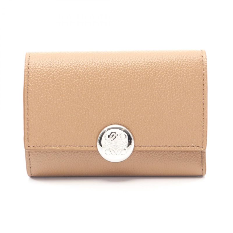 Loewe Trifold Wallet Pebble Small Vertical Mocha Leather